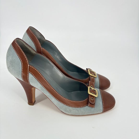 Moschino Cheap and Chic Heels Leather Trim Buckle Pumps Shoes‎ Size 8 - Picture 2 of 11